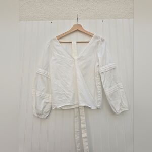 VETTA Classic White Convertible Organic Cotton Blouse Small